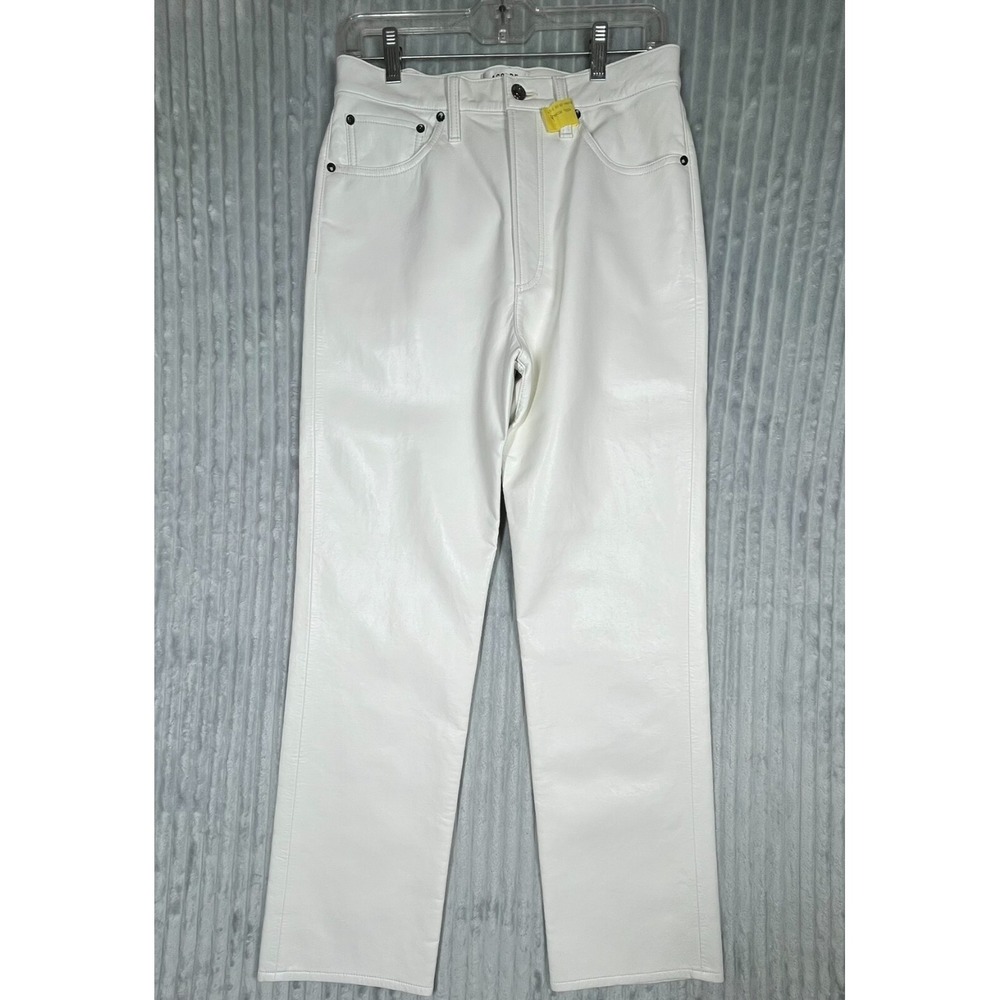 Agolde Recycled Leather Pants Womens 28 Pinch Waist High Rise Straight Leg *Flaw